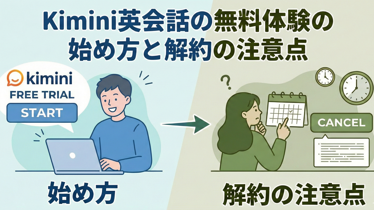 Kimini英会話の無料体験の始め方と解約の注意点